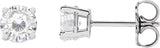 14K Gold Lab-Grown Moissanite Round 4-Prong Lightweight Stud Earrings - White Gold