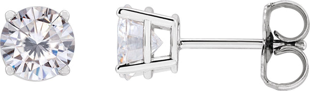 Platinum Lab-Grown Moissanite Round 4-Prong Lightweight Stud Earrings