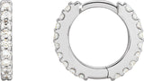 Platinum Round Natural Diamond Accented Huggie Earrings