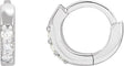 Platinum Round Natural Diamond Accented Huggie Earrings – 1.3-2mm Stones