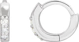 Platinum Round Natural Diamond Accented Huggie Earrings – 1.3-2mm Stones