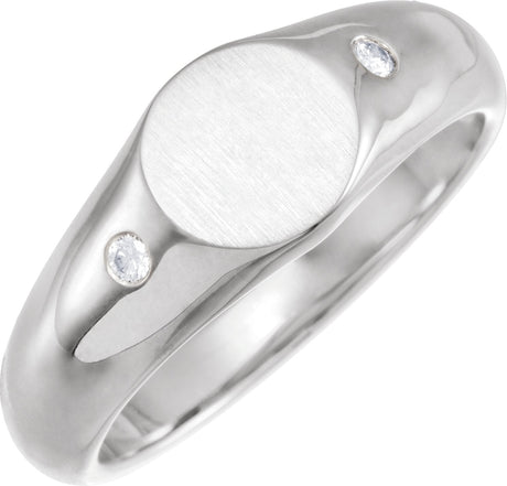 Men's Platinum Natural Diamond Round Signet Ring – 06 CTW