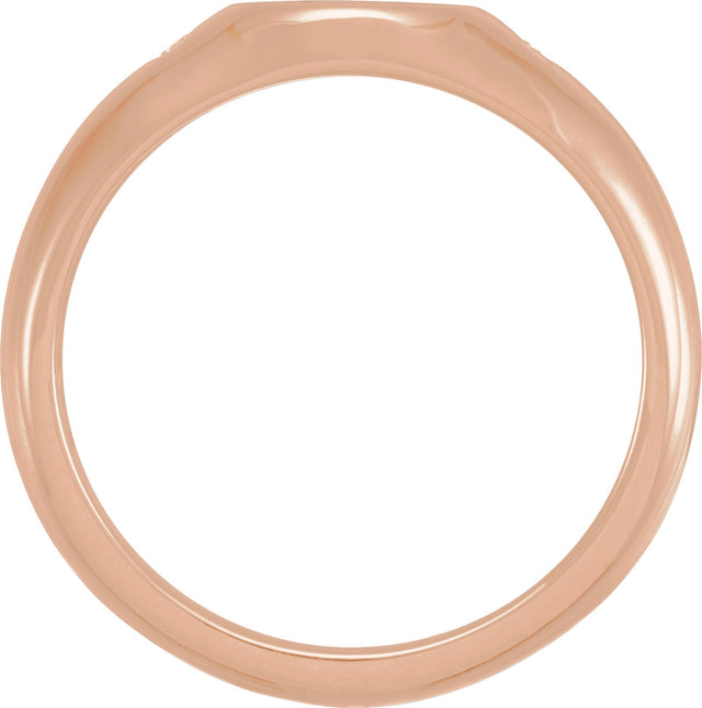 Men's 14K Gold Natural Diamond Round Signet Ring – 06 CTW - Rose Gold - view 2