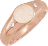 Men's 14K Gold Natural Diamond Round Signet Ring – 06 CTW - Rose Gold