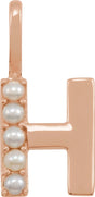 14K Gold Cultured White Freshwater Pearl Initial H Pearl Pendant