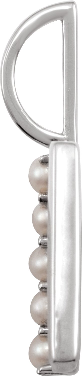 14K Gold Cultured White Freshwater Pearl Initial Y Pearl Pendant - White Gold - view 2