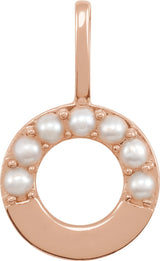 14K Gold Cultured White Freshwater Pearl Initial O Pearl Pendant