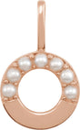 14K Gold Cultured White Freshwater Pearl Initial O Pearl Pendant