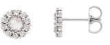 Platinum Round Natural Diamond Rose-Cut Halo-Style Earrings