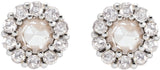 14K Gold Round Natural Diamond Rose-Cut Halo-Style Earrings - White Gold - view 2