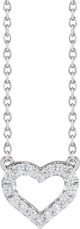 14K Gold Lab-Grown Diamond Heart Necklace - White Gold
