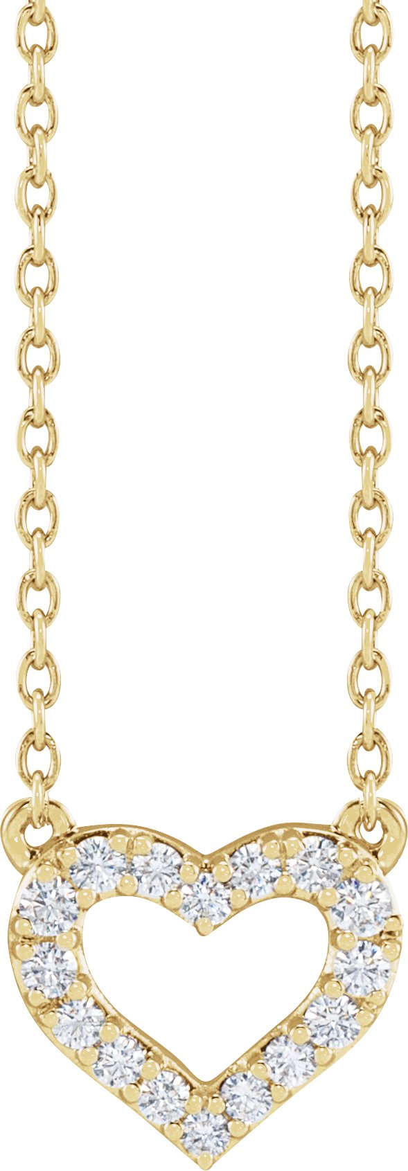 14K Gold Lab-Grown Diamond Heart Necklace - Yellow Gold