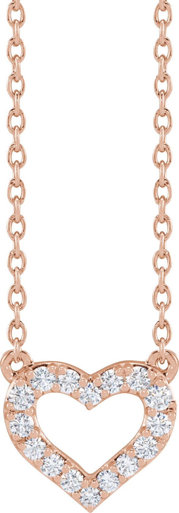 14K Gold Lab-Grown Diamond Heart Necklace - Rose Gold