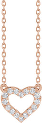 14K Gold Lab-Grown Diamond Heart Necklace - Rose Gold