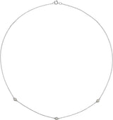14K Gold Natural Diamond Bezel-Set Station Necklace - White Gold