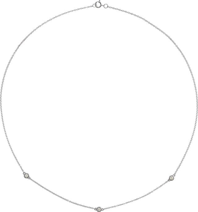 14K Gold Lab-Grown Diamond Bezel-Set Station Necklace - White Gold