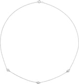 14K Gold Lab-Grown Diamond Bezel-Set Station Necklace - White Gold