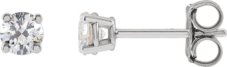14K Gold Lab-Grown Diamond Round 4-Prong Lightweight Stud Earrings – 2.5-7.25mm Stones - White Gold