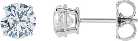 14K Gold Lab-Grown Diamond Round 4-Prong Lightweight Stud Earrings – up to 1 1/4 CTW - White Gold