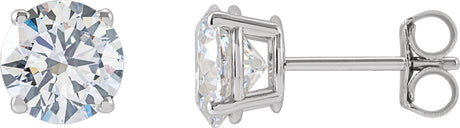 14K Gold Lab-Grown Diamond Round 4-Prong Lightweight Stud Earrings – 2.5-7.25mm Stones - White Gold