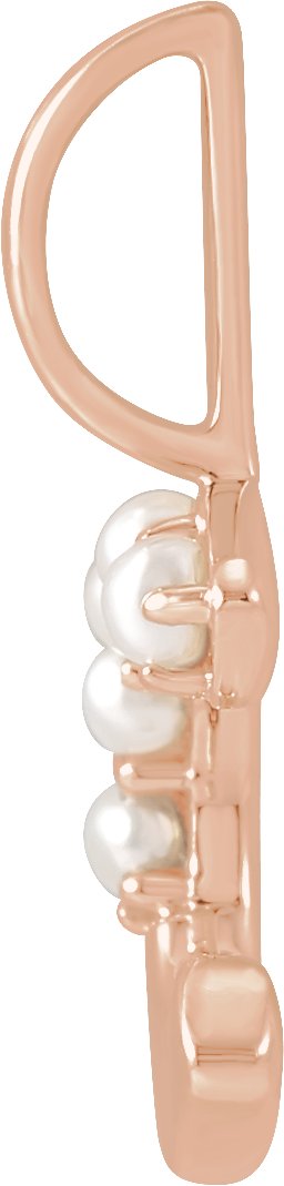 14K Gold Cultured White Freshwater Pearl Initial C Pearl Pendant - view 2