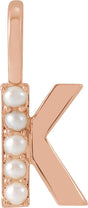 14K Gold Cultured White Freshwater Pearl Initial K Pearl Pendant