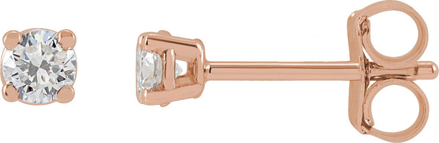 14K Gold Lab-Grown Diamond Round 4-Prong Lightweight Stud Earrings – up to 1 1/4 CTW - Rose Gold