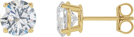 14K Gold Lab-Grown Diamond Round 4-Prong Lightweight Stud Earrings – up to 1 1/4 CTW - Yellow Gold