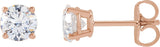14K Gold Lab-Grown Diamond Round 4-Prong Lightweight Stud Earrings – up to 1 1/4 CTW - Rose Gold