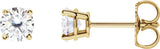 14K Gold Lab-Grown Moissanite Round 4-Prong Lightweight Stud Earrings - Yellow Gold