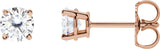 14K Gold Lab-Grown Moissanite Round 4-Prong Lightweight Stud Earrings - Rose Gold