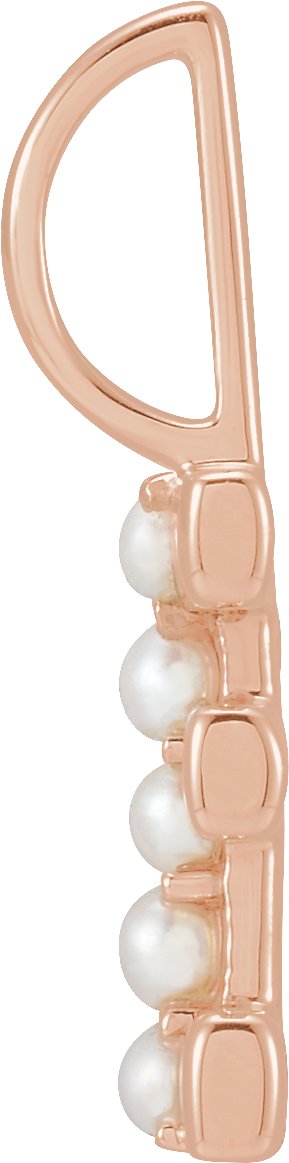 14K Gold Cultured White Freshwater Pearl Initial E Pearl Pendant - view 2