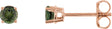 14K Gold Natural Green Tourmaline Round 4-Prong Lightweight Stud Earrings - Rose Gold