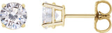 14K Gold Lab-Grown Moissanite Round 4-Prong Lightweight Stud Earrings - Yellow Gold