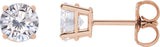 14K Gold Lab-Grown Moissanite Round 4-Prong Lightweight Stud Earrings - Rose Gold
