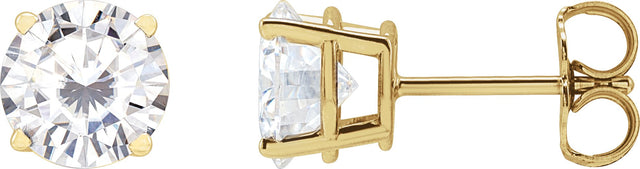 14K Gold Lab-Grown Moissanite Round 4-Prong Lightweight Stud Earrings - Yellow Gold
