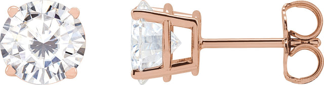 14K Gold Lab-Grown Moissanite Round 4-Prong Lightweight Stud Earrings - Rose Gold
