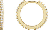 14K Gold Round Natural Diamond Accented Huggie Earrings II - Yellow Gold