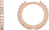 14K Gold Round Natural Diamond Accented Huggie Earrings II - Rose Gold