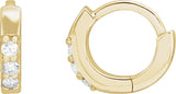 14K Gold Round Natural Diamond Accented Huggie Earrings – 1.3-2mm Stones - Yellow Gold