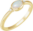 14K Gold Natural White Opal Bezel-Set Cabochon Ring – .03 CTW - Yellow Gold