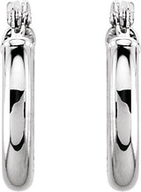 14K Gold Tube Hoop Earrings - White Gold - view 2