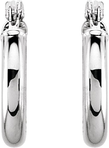 14K Gold Tube Hoop Earrings - White Gold - view 2