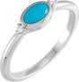Platinum Natural Turquoise Bezel-Set Cabochon Ring – .03 CTW