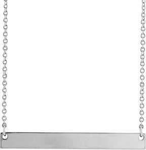 14K Gold Engravable Bar Necklace – 26x3.5mm - White Gold
