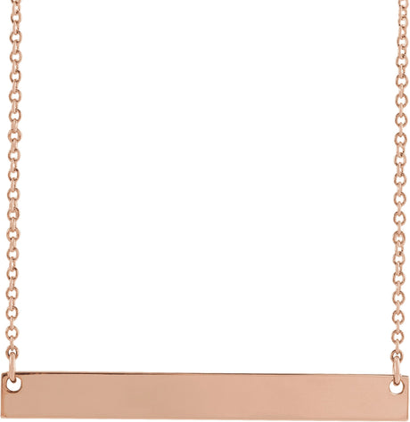 14K Gold Engravable Bar Necklace – 26x3.5mm - Rose Gold