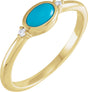 14K Gold Natural Turquoise Bezel-Set Cabochon Ring – .03 CTW - Yellow Gold