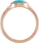 14K Gold Natural Turquoise Bezel-Set Cabochon Ring – .03 CTW - Rose Gold - view 2