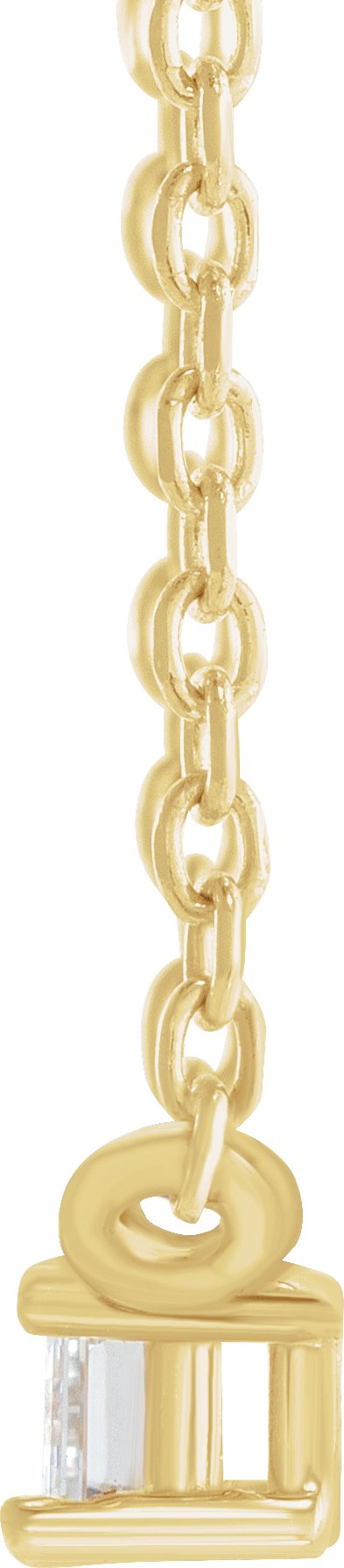 14K Gold Straight Baguette Natural Diamond Solitaire Necklace - Yellow Gold - view 2