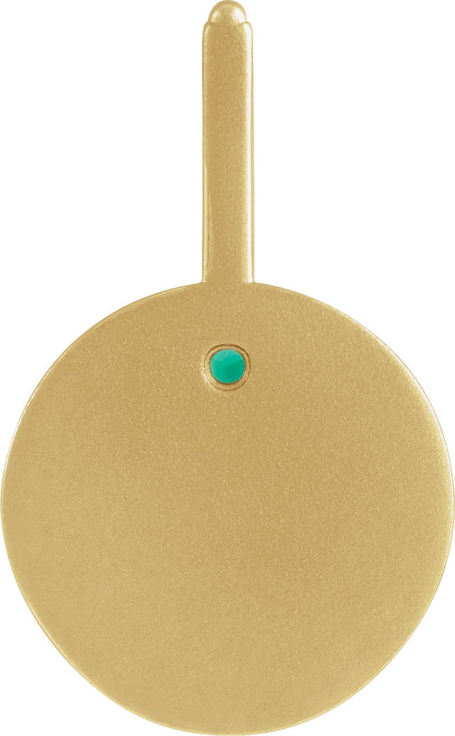 14K Gold Round Natural Emerald & Natural Diamond Zodiac Pendant - Yellow Gold - view 9